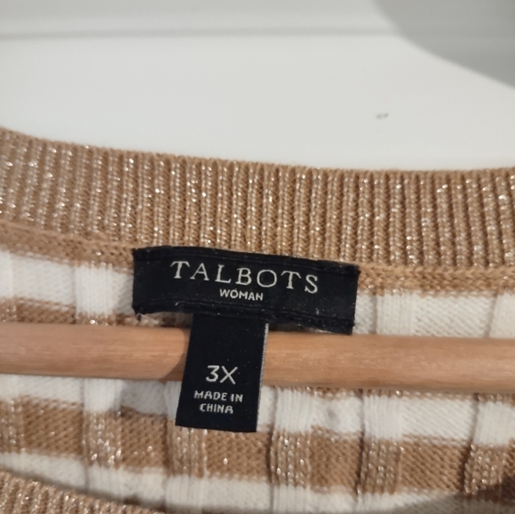 Talbots Metallic Striped Cable Knit Sweater - Picture 2 of 10